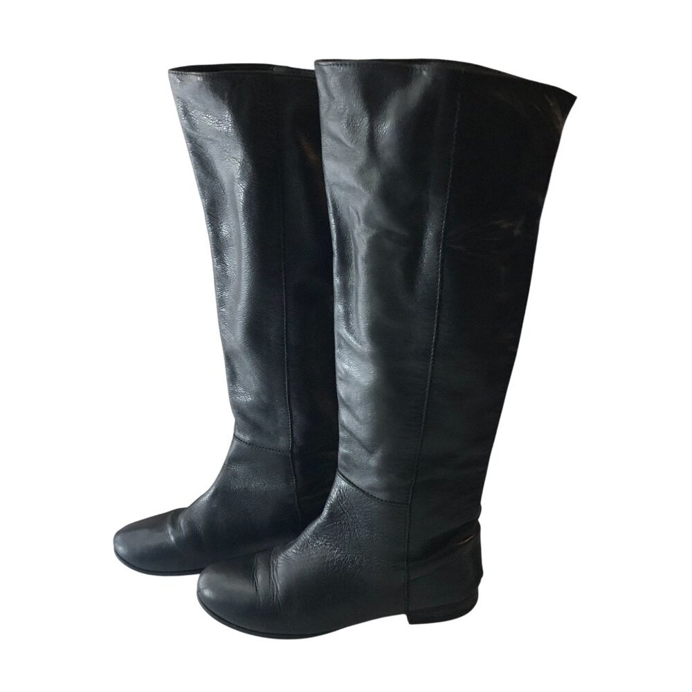 Inci Women’s Mid Calf Leather Boots Minimalist Black Size 37